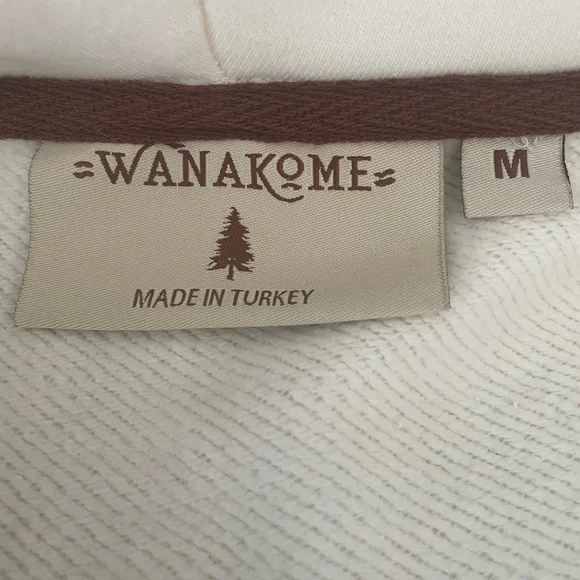Wanakome Athena full zip Cream Hoodie with Brown Details - Picture 8 of 9